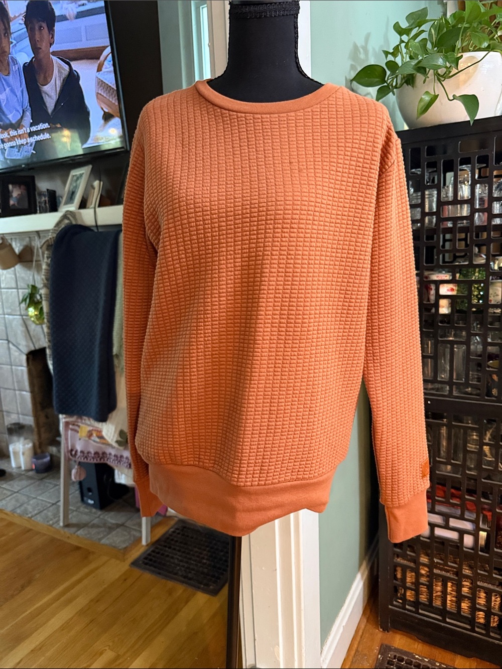 Bench Women's Waffle-Knit Crewneck Sweater - terracotta